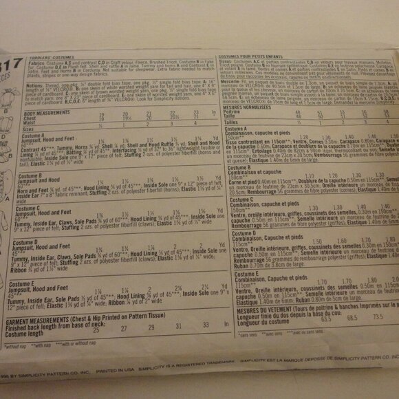 Vintage 7317 Simplicity Costume cut sewing pattern - Picture 2 of 2